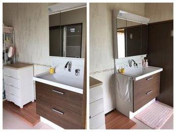 洗面化粧台周りには小物が多く収納しないとすぐ雑然とします。最新の洗面化粧台には収納も多くおしゃれなものが沢山あります。予算に合わせて最適なものを提案できます。